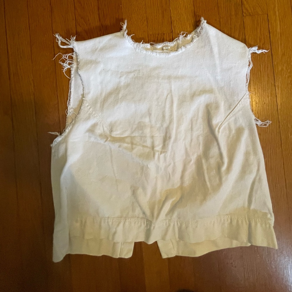 White denim cropped shell top